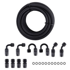 油管6AN 20FT Fuel Nylon Stainless Steel Braided Oil Hose Fittings AN6