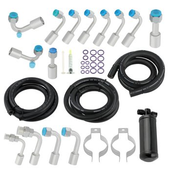 空调管件 134a A/C AC Air Conditioning Hose & Fittings & O-Ring Kit with Black Drier